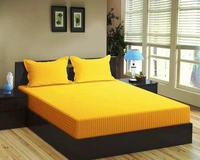 City Best Mart  Satin Stripe Bedsheets (90*90) - Gold