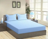 City Best Mart  Satin Stripe Bedsheets (90*90) - Seagull