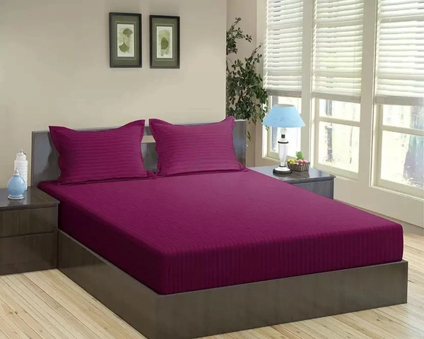 City Best Mart  Satin Stripe Bedsheets (90*90) - Purple