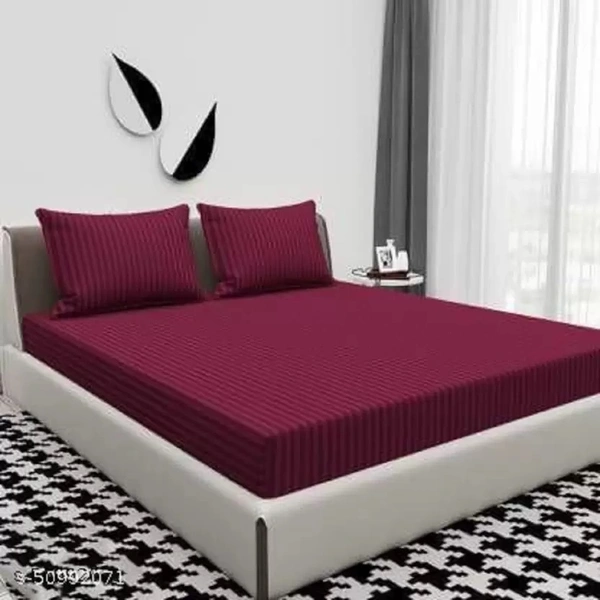 City Best Mart  Satin Stripe Bedsheets (90*90) - Maroon