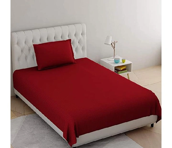 City Best Mart  Maroon Satin Stripe Single Bedsheets  - Ripe Plum