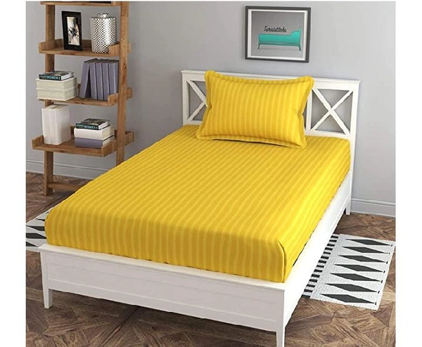 City Best Mart  Maroon Satin Stripe Single Bedsheets  - Bright Sun