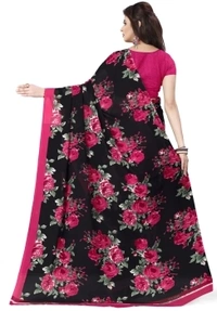 Anand Floral Print Daily Wear Georgette Saree - black, free