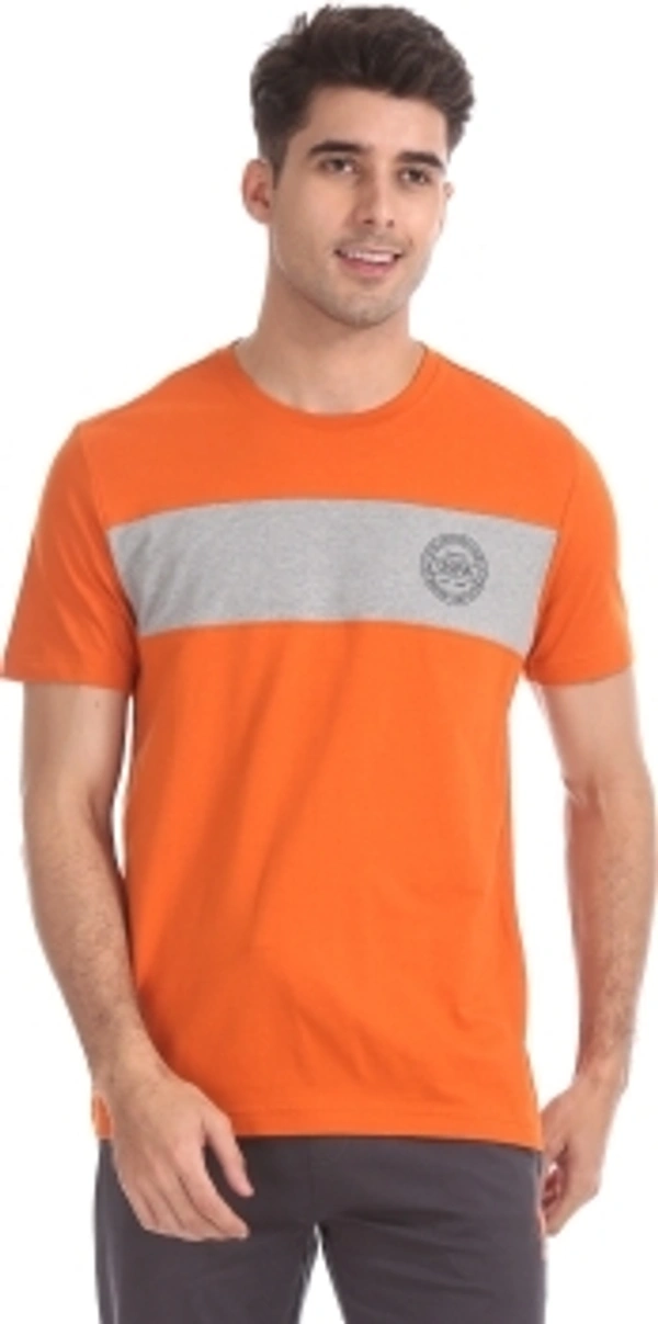U.S. POLO ASSN. Solid Men Round Neck Orange T-Shirt - orange , M