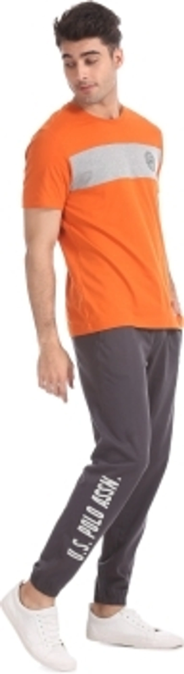 U.S. POLO ASSN. Solid Men Round Neck Orange T-Shirt - orange , M