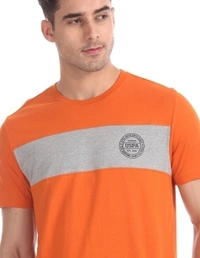 U.S. POLO ASSN. Solid Men Round Neck Orange T-Shirt - orange , M