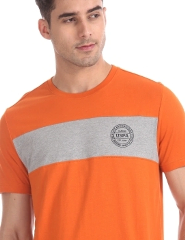 U.S. POLO ASSN. Solid Men Round Neck Orange T-Shirt - orange , M