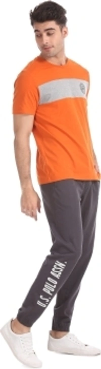 U.S. POLO ASSN. Solid Men Round Neck Orange T-Shirt - orange , L