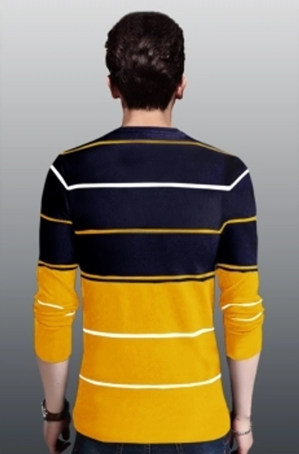 Seven Rocks Striped Men Round Neck Yellow T-Shirt - XS, yellow_black
