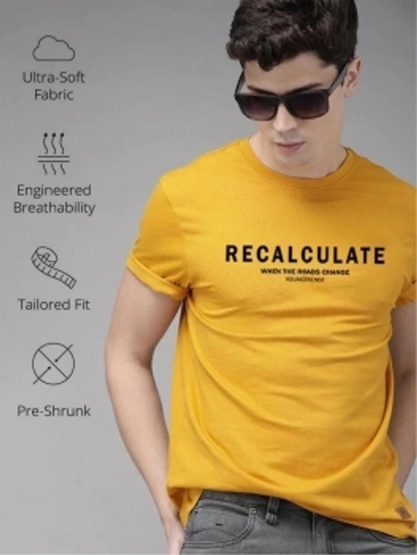 Young trendz Printed Men Round Neck Yellow T-Shirt - grey, M