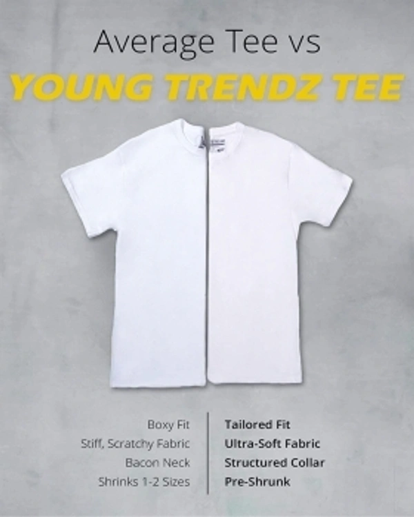 Young trendz Printed Men Round Neck Yellow T-Shirt - grey, M