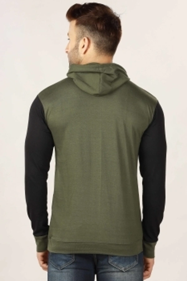 TRIPR Printed Men Hooded Neck Dark Green, Black T-Shirt - Olive green , S