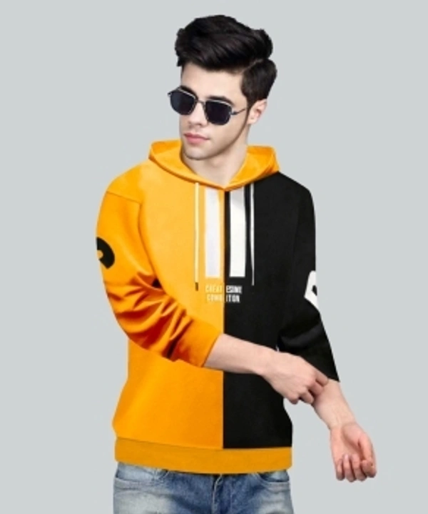 FastColors Full Sleeve Printed, Color Block Men Sweatshirt - Yellow_black, L