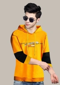 FastColors Full Sleeve Printed, Color Block Men Sweatshirt - Yellow_black, L