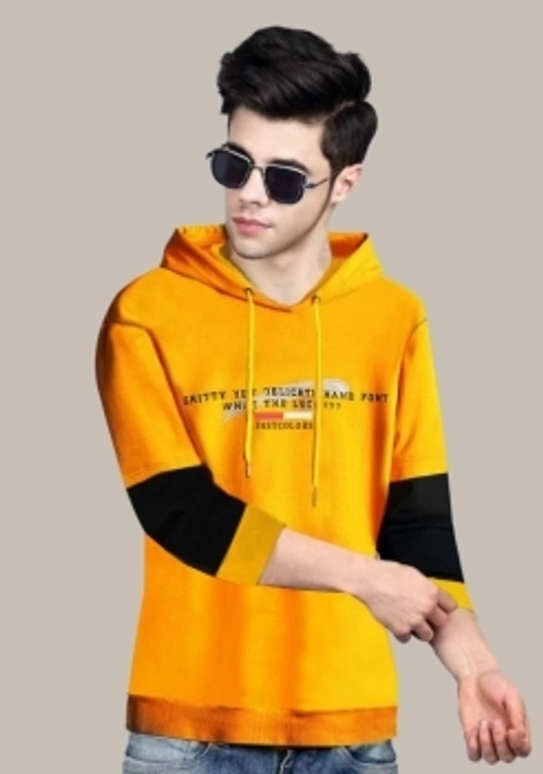 FastColors Full Sleeve Printed, Color Block Men Sweatshirt - Yellow_black, L