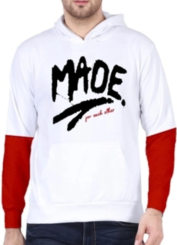 FastColors Printed Men Hooded Neck White, Red T-Shirt - White , XXL