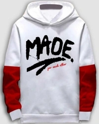 FastColors Printed Men Hooded Neck White, Red T-Shirt - White , XXL