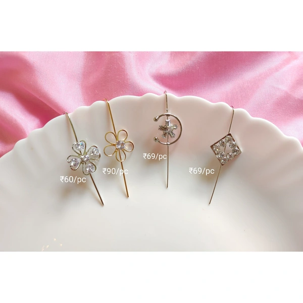 Ear Cuffs - Silver Diamond