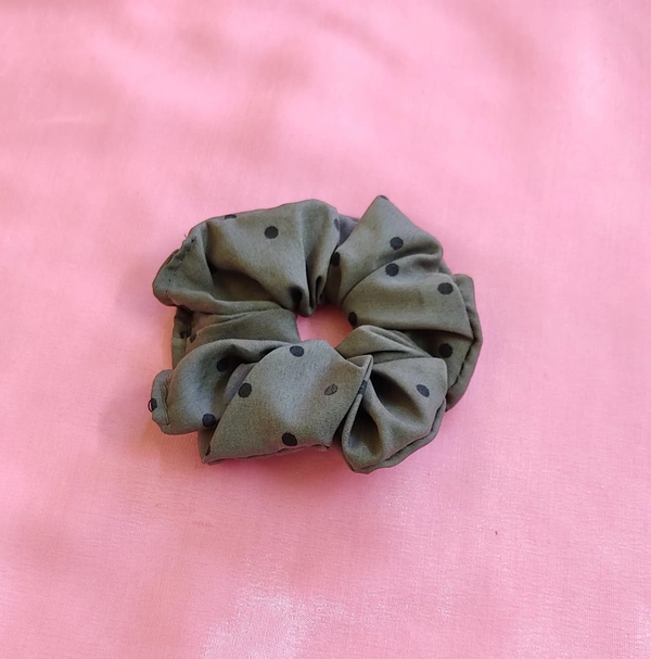 Polka Scrunchies  - Dark Grey