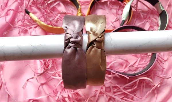 Satin Knot Hairband - Brown