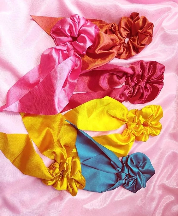Satin Scarf Scrunchies Plain - Red
