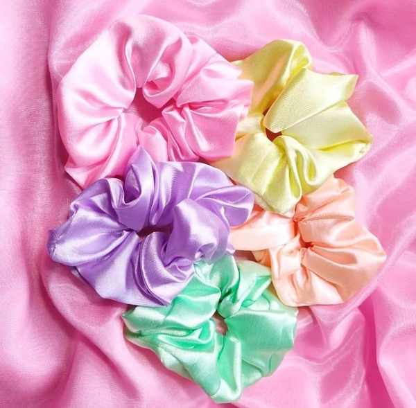 Pastel Satin Scrunchies Set2 - Purple