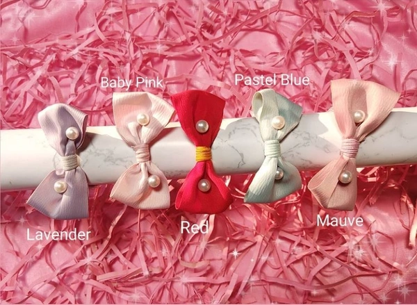 Bow Rubber band With Pearl - Red
