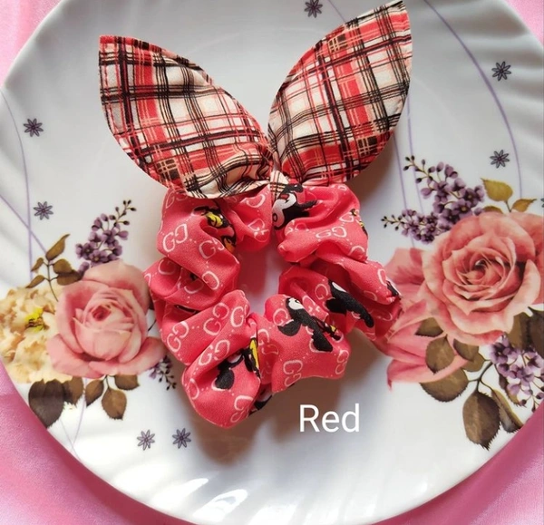 Jumbo Bunny Scrunchies - Red