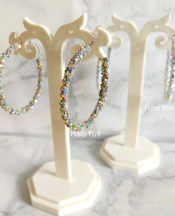 Party Wear Shimmer Hoops - Light blue