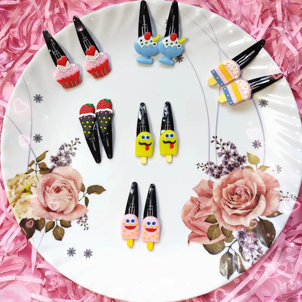 Kawai HairClips  - Yellow Smiley Popsicles