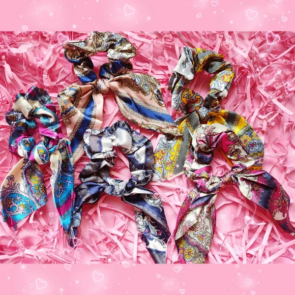 Satin Scarf Scrunchies (set 3) - No. 1