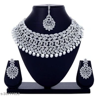 Catalog Name:*Shimmering Beautiful Jewellery Sets*Base Metal: AlloyPlating: Silver PlatedStone Type: Cubic ZirconiaSizing: AdjustableType - Free, silver