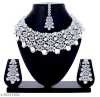 Catalog Name:*Shimmering Beautiful Jewellery Sets*Base Metal: AlloyPlating: Silver PlatedStone Type: Cubic ZirconiaSizing: AdjustableType - Free, silver