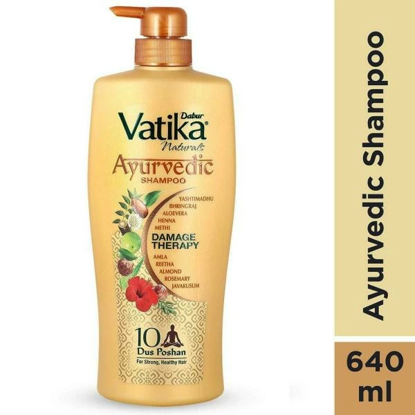 Dabur Vatika Natural Damage Therapy Ayurvedic Shampoo 640 ml - 1, 640 ML