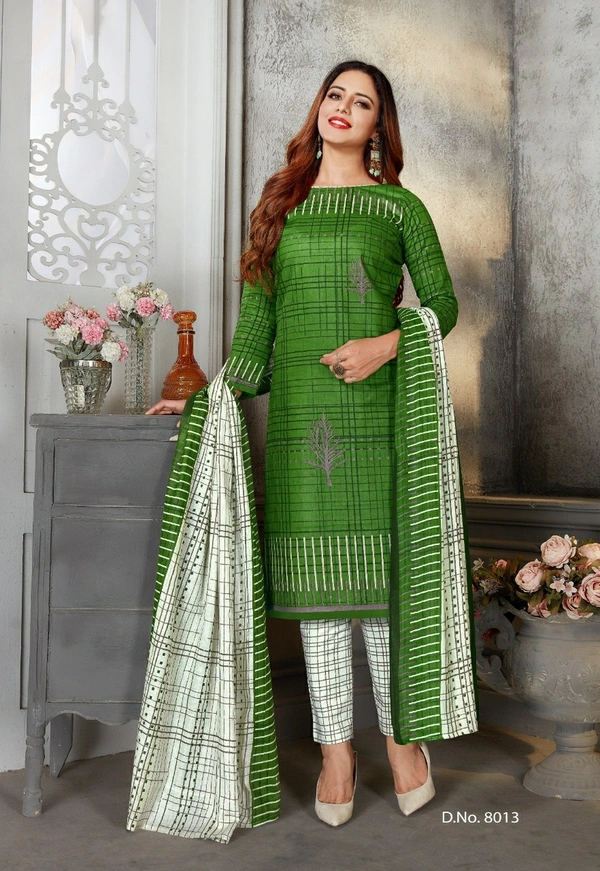 Cotton Unstitched Suit, 3Pc