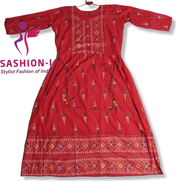 Stitched Full Length "XL" Kurti - Crimson Red Color