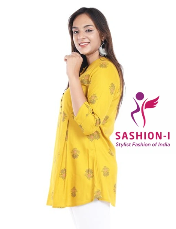Rayon Fully Stitched Tunic Hand Block Print Kurti for Women & Girls on Jeans Palazzo or Skirt (Plus Size Upto 3XL) Tops & Tunics - Yellow