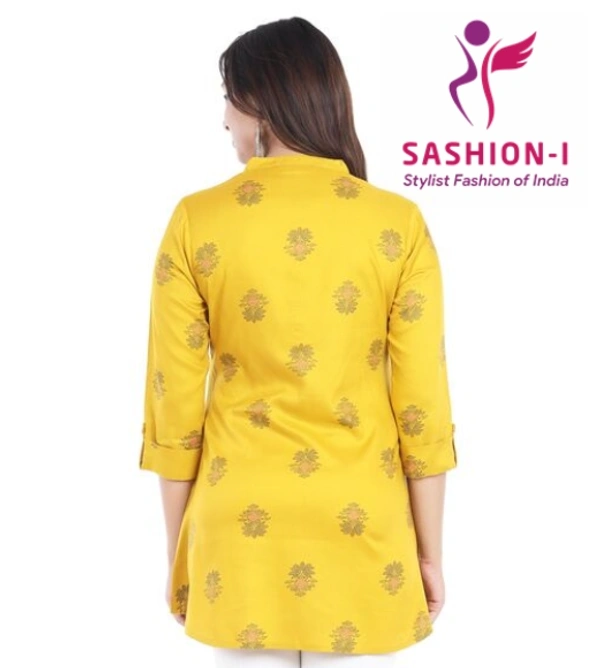 Rayon Fully Stitched Tunic Hand Block Print Kurti for Women & Girls on Jeans Palazzo or Skirt (Plus Size Upto 3XL) Tops & Tunics - Yellow