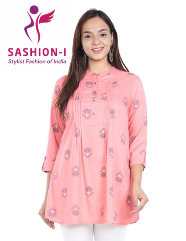 Rayon Fully Stitched Tunic Hand Block Print Kurti for Women & Girls on Jeans Palazzo or Skirt (Plus Size Upto 3XL) Tops & Tunics - Pink
