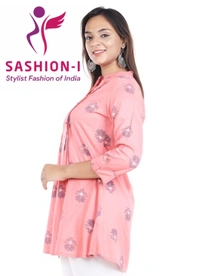 Rayon Fully Stitched Tunic Hand Block Print Kurti for Women & Girls on Jeans Palazzo or Skirt (Plus Size Upto 3XL) Tops & Tunics - Pink