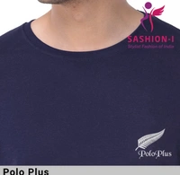 Polo Plus Men Navy Blue Text Printed Half Sleeve Cotton T-Shirt - Navy Blue