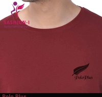 Polo Plus Men Maroon Red Text Printed Half Sleeve Cotton T-Shirt - Maroon Red
