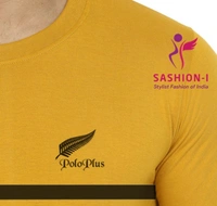 Polo Plus Men Yellow Text Printed Half Sleeve Cotton T-Shirt - Yellow