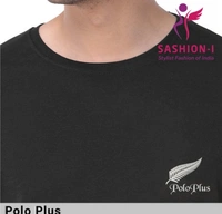 Polo Plus Men Black Text Printed Half Sleeve Cotton T-Shirt - Black