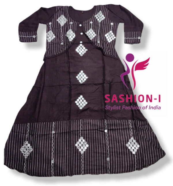 Gorgeous Stitched Kurti with Mirror Work - Coffee Brown, Red, Green & Black