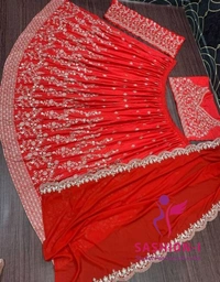 DESIGNER WEDDING WEAR EMBROIDERY WORK LEHENGA WITH DUPATTA - Red