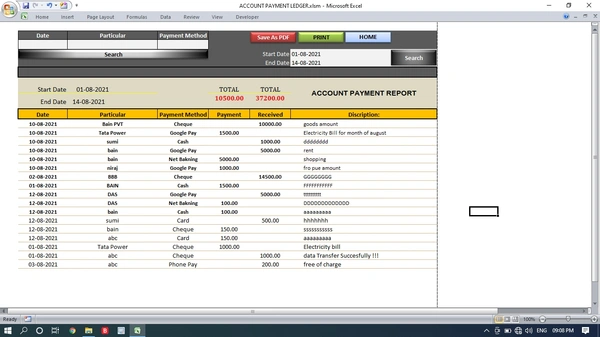 Account Payment Ledger ( E-mail Delivery Within 30 Minutes) 