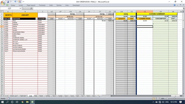DAY ORDER BOOK for Inventory