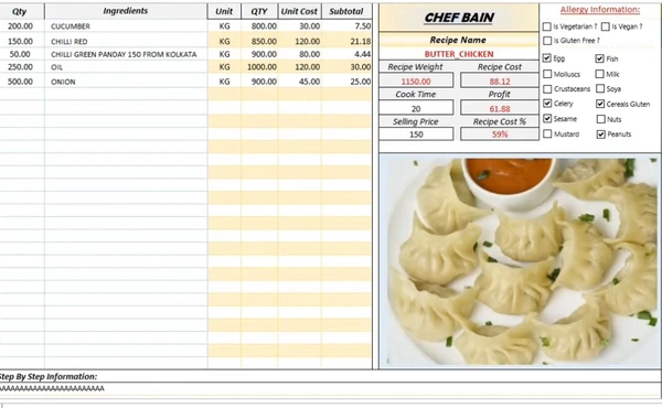 RC1 Recipe Costing Format 