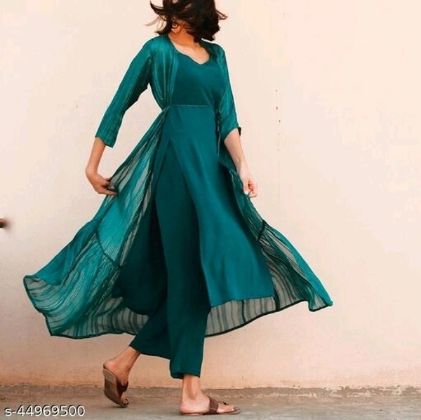 Kurta Set With Shrug - green, xl, xxl